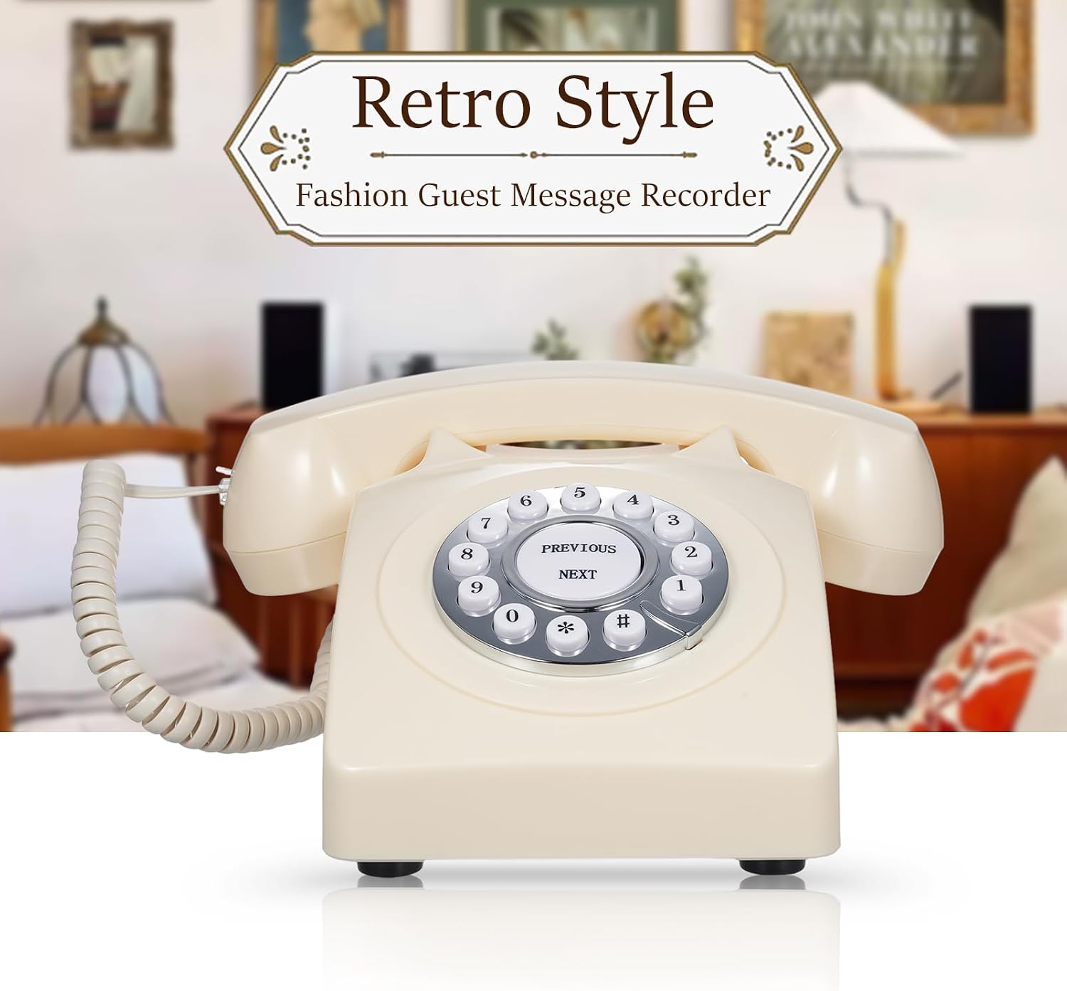 Retro style white audio guest book phone message recorder