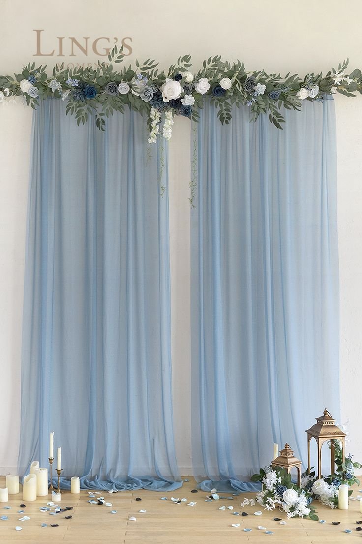 Dusty blue event backdrop hire