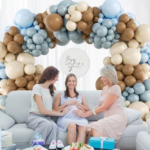 Baby shower balloon arch for pregnancy celebration