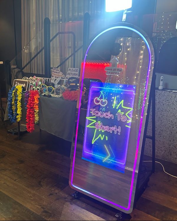 MemoShot mirror photobooth setup for weddings and formal events