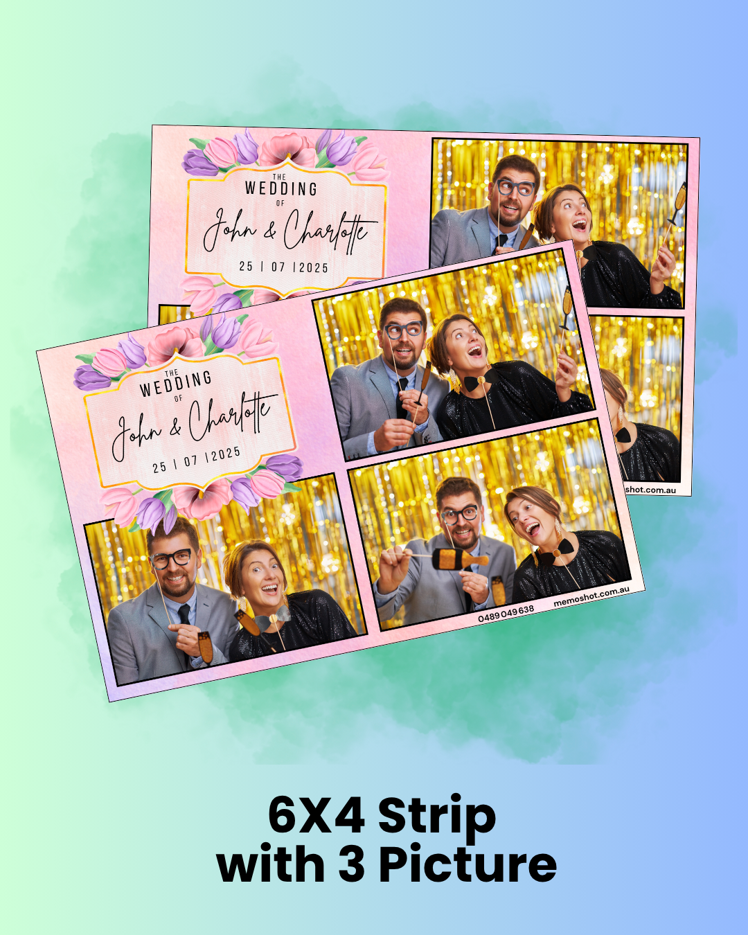 6X4 blush floral three picture template