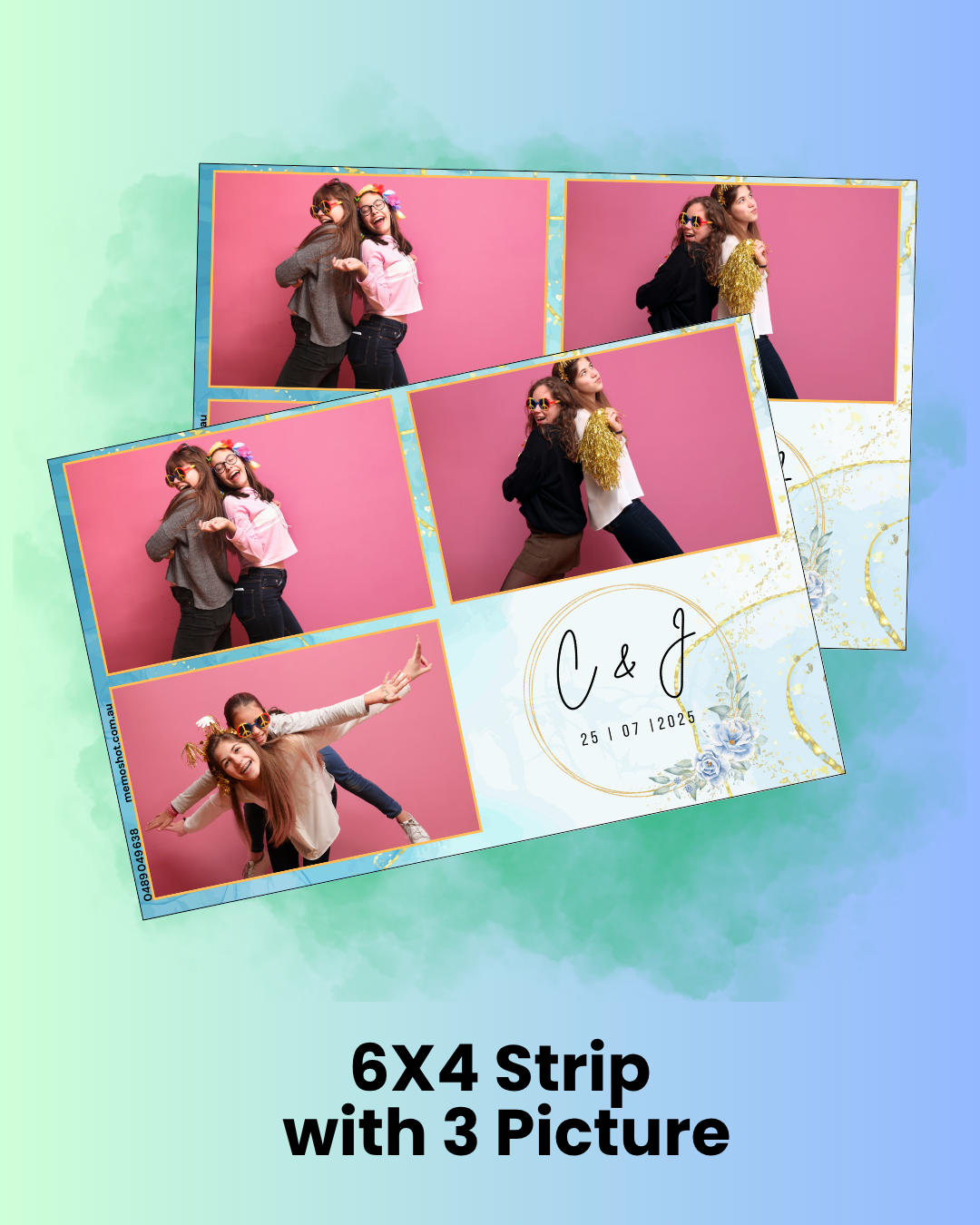 6X4 aqua gold three picture template
