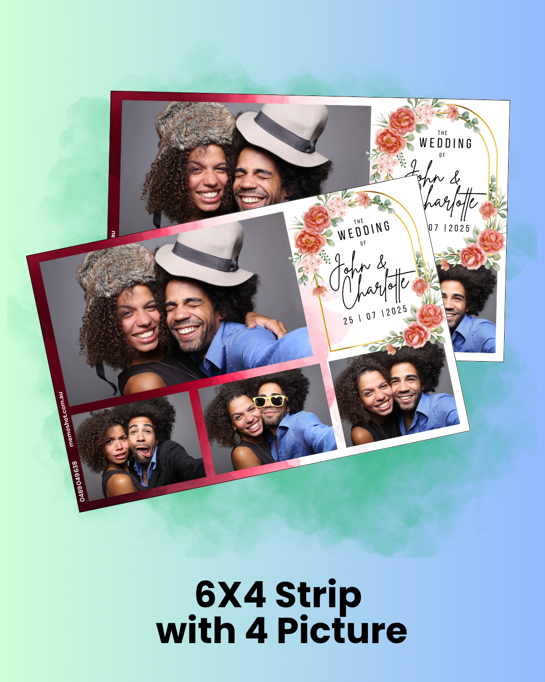 6X4 burgundy floral four picture template